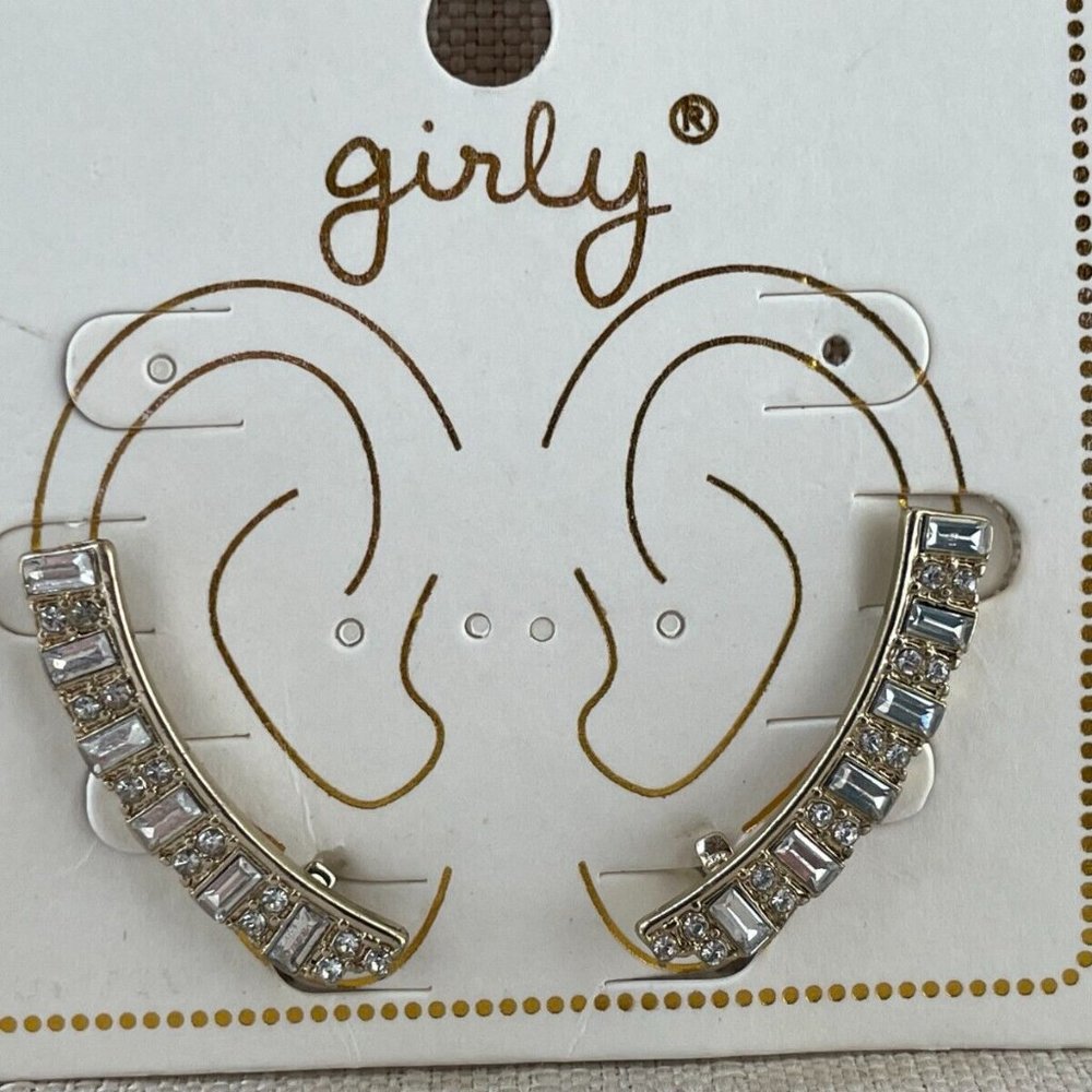 Nordstrom Girly Earrings Gold Tone Crystal accent Fashion Jewelry New